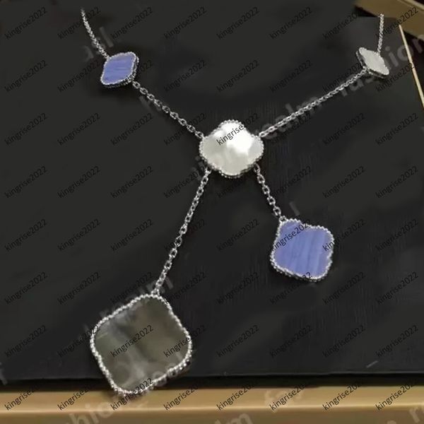 100% Plata seis/6 motivos Collar Diseñador 6 Clover Collares clásicos madreperla Fritillaria Flores Van para Hombre Mujer Joyería vintage cleef leaf Suerte colgantes