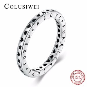 100% Solid 925 Sterling Zilver Holle Harten Ring Classic Forever Love Rings voor Dames Bruiloft Sieraden Anel