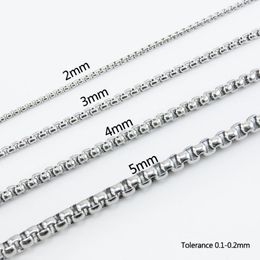 Chaîne en acier inoxydable 100% pour bijoux, 2, 3, 4, 5mm, boîte Rolo carrée, chaînes au mètre, chaîne en métal, collier entier, sans fermoir, 238k
