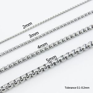 100% roestvrijstalen ketting voor sieraden 2 3 4 5 mm vierkante Rolo Box-kettingen per meter DIY metalen ketting geheel geen sluiting275i