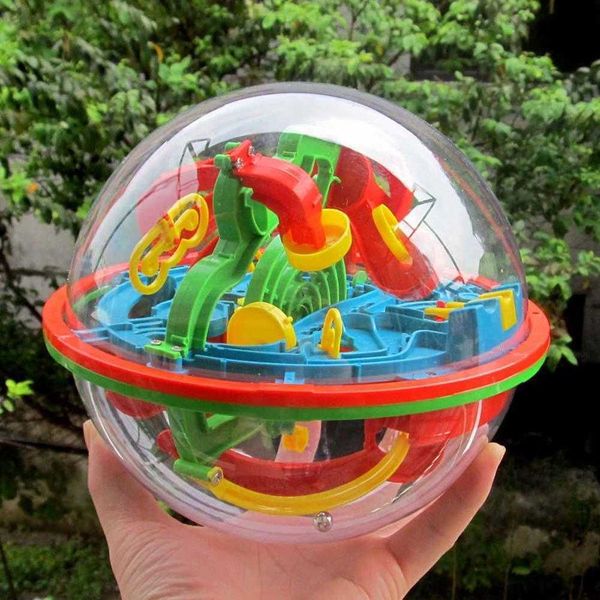 100 pasos pequeños grandes tamaño 3D laberinto mágico mágico globo de madera de mármol de mármol de marco cerebro juego de cerebro game sphere maze descompresión juguete