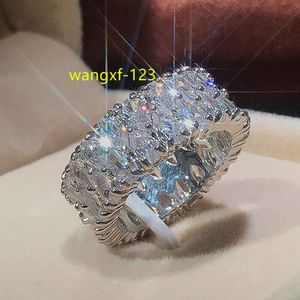 Anillo de compromiso de boda con piedras preciosas de diamantes de moissanita creado en plata de ley 100%, joyería fina, regalo para mujer entera