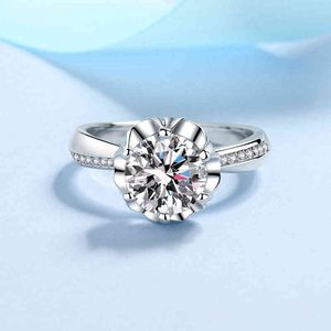 100% Sterling Silver Wedding Band 1ct 2CT Lab Gegroeide Moissanite Ring 3D Bloem Diamond Engagement Ringen voor Dames Belofte Sieraden