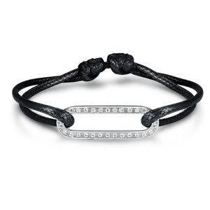100% sterling zilver met zirkoon link hanger armband voor mannen vrouwen verstelbare rode zwarte touw cordons sieraden