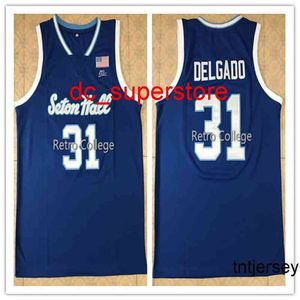100% gestikte 31 Angel Delgado Seton Hall Basketbal Jersey Mens Dames Jeugd Custom Number Name Jerseys XS-6XL