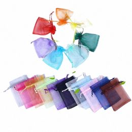 100 stks / partij organza tas Sieraden Tule Trekkoord tas Sieraden Verpakking Affichage Sieraden Zakjes Bruiloftsgeschenk L7ra #