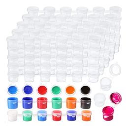 100 strips 600 potten lege verfstrips verfbeker doorzichtige plastic opslagcontainers schilderknutselbenodigdheden 3 ml / 0,1 oz 240318