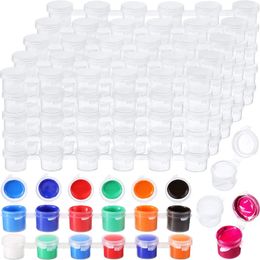 100 tiras tiras de pintura vacías recipientes para tazas de pintura contenedores de pintura de almacenamiento transparente dibujo Mini taza para pintura olla 3Ml/0,1 oz 5Ml/0,17oz