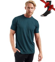 Camiseta 100% de lana merina superfina para hombre, capa base transpirable, calcetines antiolor de secado rápido 240119