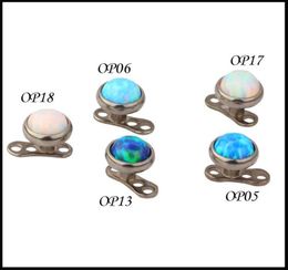 100 Titanium G23 Piercing Sieraden Opaal Steen Top Anker lichaamssieraden bijlagenjewelley Micro Skin Diver Dermal1173232