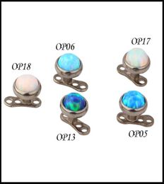 100 Titanium G23 Piercing Sieraden Opaal Steen Top Anker lichaamssieraden bijlagenjewelley Micro Skin Diver Dermal6997373