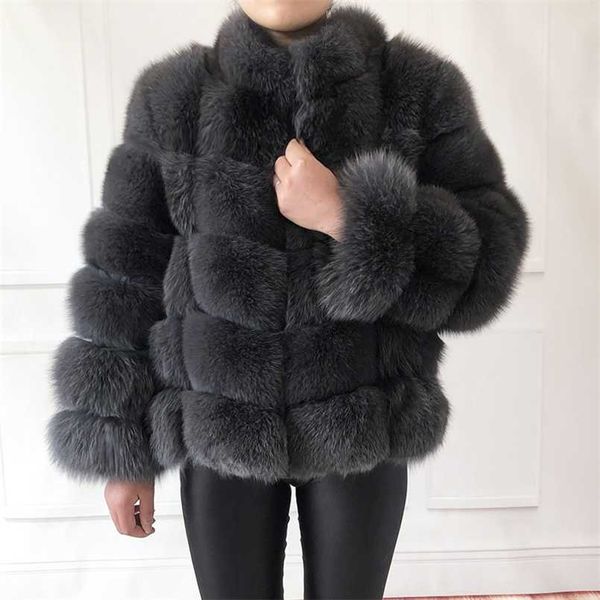 100% vrai manteau de fourrure Veste naturelle chaude et élégante pour femme gilet col montant manches longues en cuir Natural s 211018