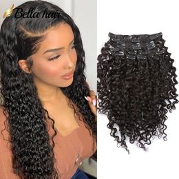 Krullende clip-in verlenging Krul van echt haar Clips Ins Volledig hoofd voor zwarte vrouwen Braziliaans remy-haar Natuurlijke kleur 10 stuks met 21 clips 160 g/set 12-30 inch UITVERKOOP