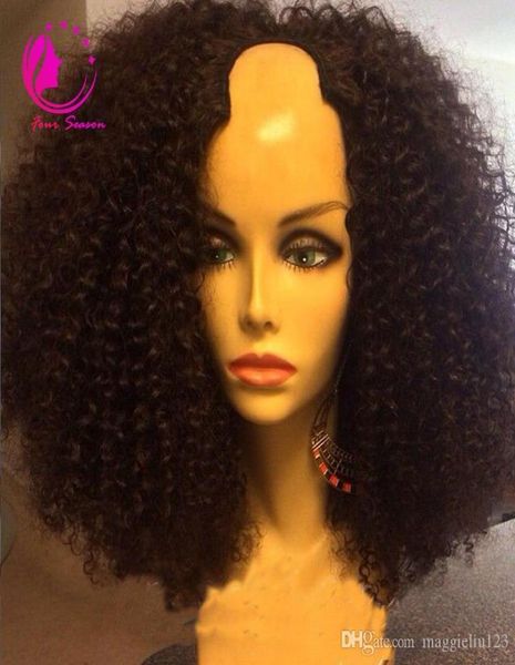 100 non transformés malaisiens crépus bouclés U partie perruque sans colle vierge cheveux humains 150 densité courte bouclés Upart perruques pour les femmes noires6151000