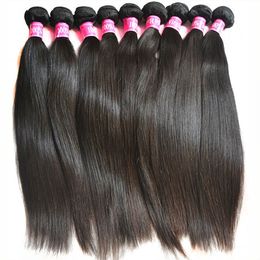 100% virgen sin procesar Lote al por mayor 9PCS Paquete de cabello brasileño para mujer negra Extensión de cabello natural recto 12A Calidad superior 1b Color 100 g / pcs