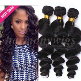 Bundles de cheveux indiens vierges Tissages de cheveux humains Trames de vagues lâches Non transformés Brésilien Péruvien Malaisien Mongol Remy Extensions de cheveux humains