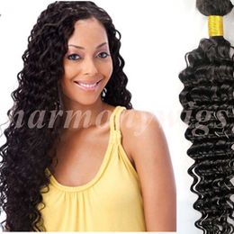 Bundles de cheveux vierges brésiliens de cheveux humains tisse la vague profonde bouclée 8 ~ 34inch 100% non traité péruvien indien de Malaisie en vrac Extensions de cheveux