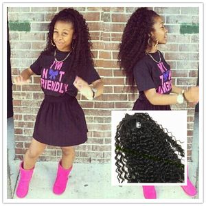 Dora Kinky Curly 1B Paardenstaart Clip in haarverlenging Menselijk Haar Natuurlijke Zwarte Afro Puff Kinky Krullend Trekkoord Paardenstaart