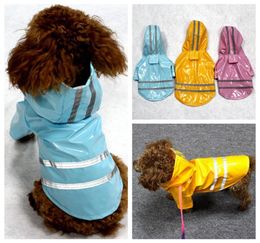 100 waterdichte hond regenjas reflecterende strip huisdier donden kleding regenjas glinsteren voor kleine middelgrote puppy hond regenjas capuchon 5color3494397