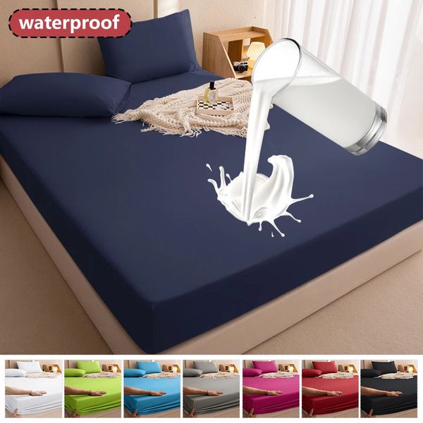 Les matelas à 100% étanche couvrent les feuilles d'ajustement de lit réglable Protector avec bande élastique double King Size 140/160/180x200 240411