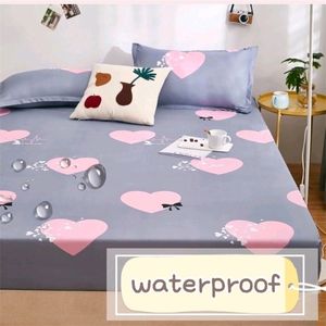 Drap-housse de lit imprimé dessin animé 100% imperméable, couvre-matelas aux quatre coins avec bande élastique (taie d'oreiller à commander) 220514