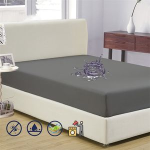 Drap-housse de lit solide 100% imperméable couvre-matelas réglable nordique aux quatre coins avec bande élastique multi-taille drap pour personnes âgées 220514