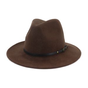 100% wollen designer luxe Fedora hoed wijd rand kerkjurken fascinator hoed voor vrouwen elegante feest bruiloft pet mannen heer