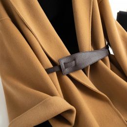 100% Hiver Winter Reversible Cachemire Coat pour le tempérament de couleur de chameau pour femmes