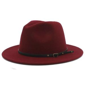 Sombrero 100% de lana para mujer, sombrero Fedora de fieltro estilo gánster con ala ancha, gorra de padrino de Jazz, tamaño 56-58CM X18