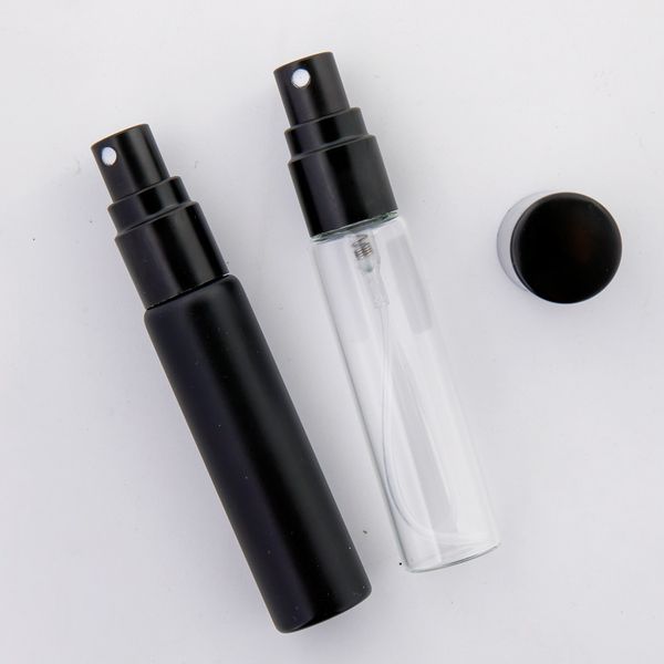 100 x 10 ml clair mat noir pleine couverture Fine brume vaporisateur flacon étanche à la lumière parfum rechargeable atomiseur pot