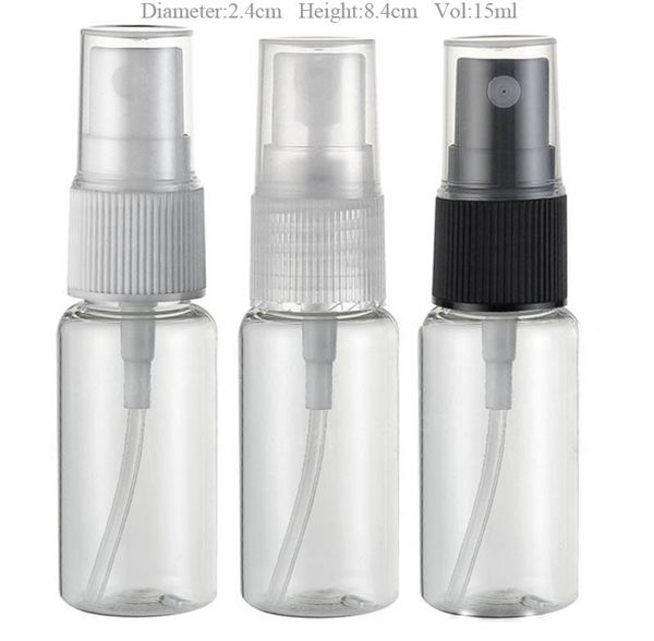 100 x 15ml Botella de spray de niebla de perfume de viaje portátil transparente 15cc Atomizador vacío Contenedor de fragancia cosmética