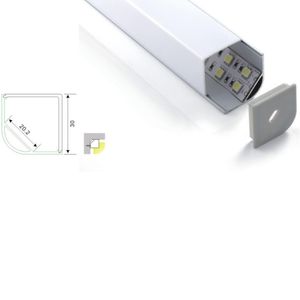 100X1M ensembles/lot canal en aluminium de bande led d'angle de 45 degrés et profil alu à angle droit pour lampes led de cuisine ou d'armoire