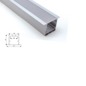 100 x 1m sets / partij verzonken muur LED-aluminium profiel en 50 mm breed T LED-bar licht voor vloeren of wandlampen