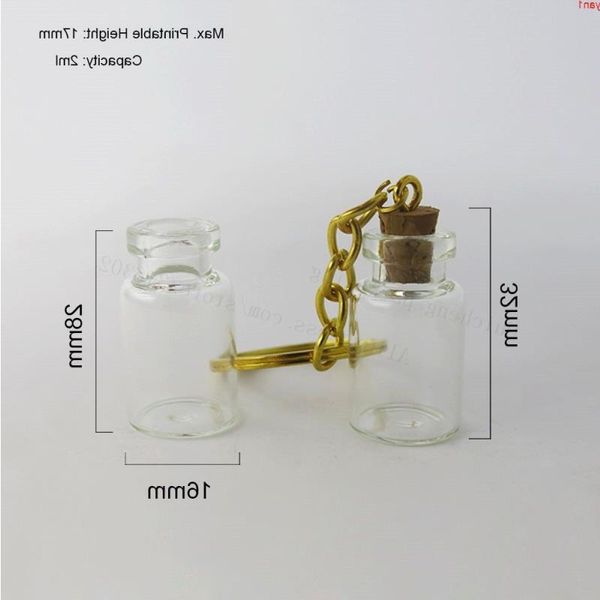 100 x 2 ml transparente Wunsch-Glasflaschen, Schlüsselanhänger, Anhänger, kleine Wünsche mit Korkfläschchen, Kunstgläser für Armbänder, Geschenke, hohe Menge