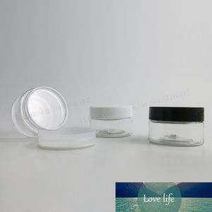 100 x 30g vider les pots de crème de soin de peau d'animal familier clairs avec les couvercles transparents noirs blancs scellent le récipient cosmétique en plastique de 1 once