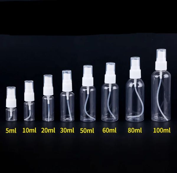 100 x flacon pulvérisateur 10 ml 20ml 30ml 50 ml 60 ml 100 ml Vial vial Refilable Pompe à brouillard Perfume à huile essentielle ATomizer outil de voyage 231222