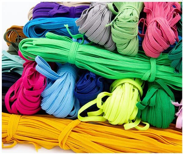 100 mètres 6 mm Coloful Mask Elastic Rubber Band Mask Ear Hanging Corde Flat Elastic Elastic Craft Craft Couture Garment Accessoires