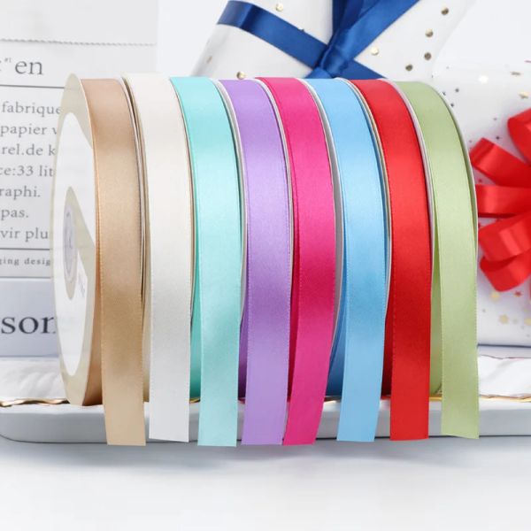 100 yards / Rol Robbons en satin de soie de 1,5 cm pour l'artisanat Bow Gift Gift Wrap Fête de mariage Ribbons décoratifs DIY