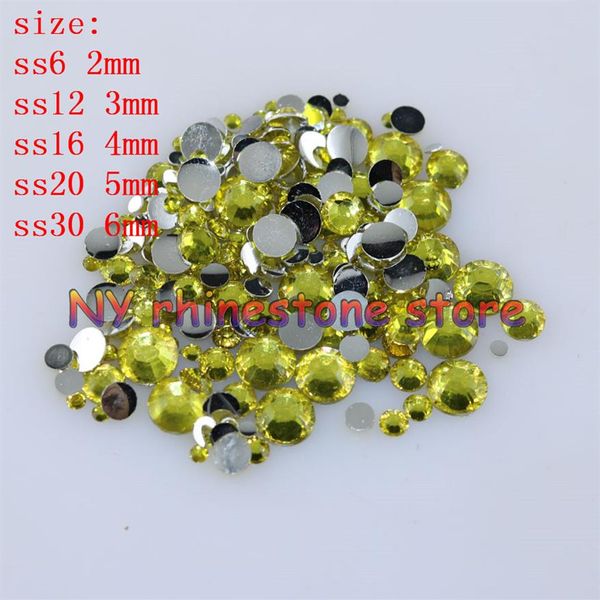 1000-10000 piezas bolsa 2-6mm amarillo limón resina cristal diamantes de imitación FlatBack Super brillo Nail Art Strass boda decoración apliques 149c