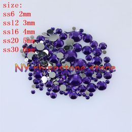 1000-10000 stks zak 2-6mm Violet Hars Kristal Steentjes Plaksteen Super Glitter Nail Art Strass Bruiloft decoratie Applique Non Ho2902