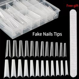 1000-240 STKS C-Curve Valse Nagel Tips DIY Nagels Salon Tip Acryl Transparant Natuurlijke Gids Capsule Stiletto Half Cover Fake Nail 240105