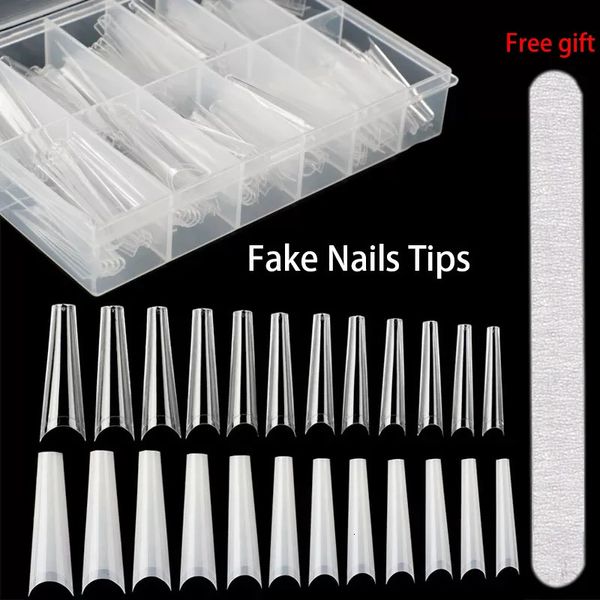 1000-240PCS C-Curve Faux Ongles Conseils DIY Ongles Salon Astuce Acrylique Transparent Guide Naturel Capsule Stiletto Demi-Couverture Faux Ongles 240105