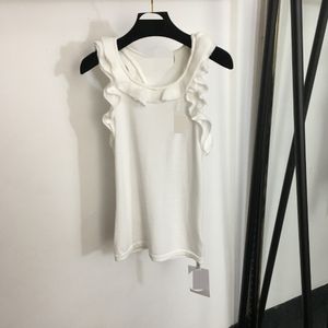 1000 L 2024 Runway Primavera Verano Marca Mismo estilo Blanco Negro Suéter Manga corta Cuello redondo Ropa para mujer Alta calidad Mujer 20240087