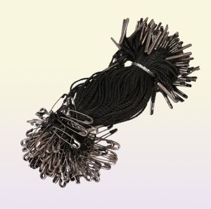 1000 pc's 105 cm zwarte hang tag string met gunmetal messing veiligheidspen goed voor kleding7448633