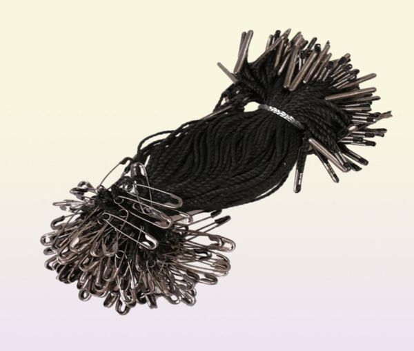 1000 piezas 105 cm negro colgar cordeles para etiquetas con pasador de seguridad de latón bronce bueno para prendas de vestir 8060218