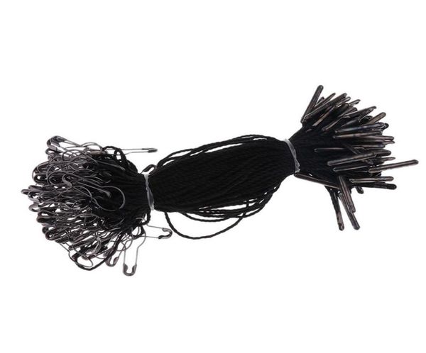 1000 pcs Black Hang Tag String avec une broche de sécurité en forme de poire noire 105 cm bon pour les tags de vêtements de suspension6977512