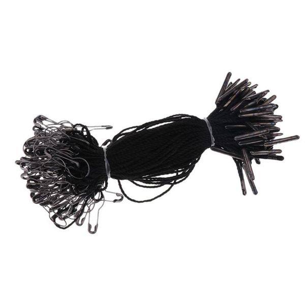 1000 pcs Black Hang Tag String avec une broche de sécurité en forme de poire noire 105 cm bon pour les tags de vêtements de suspension6226824