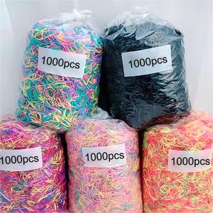 1000 Stuks Kleurrijke Wegwerp Haarbanden Chouchou Elastische Rubberen Band Paardenstaart Houder Kawaii Haaraccessoires Duurzaam Haar Banden