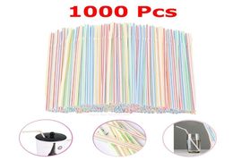 1000 pièces pailles en plastique pour Bar à boire fournitures de fête Flexible Rietjes Cocktail coloré rayé jetable paille ustensiles de cuisine 224754824