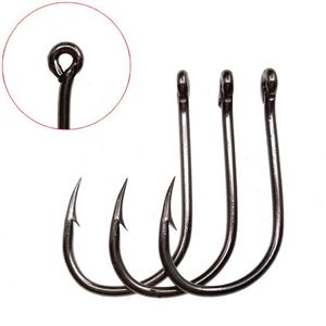 1000 piezas lote 10 tamaños 6# -15# Black ISE Hook High Carbon Steel Barbed Fishing Hooks Accesorios de aparejos de aparejos Pesca TODO - SF202792